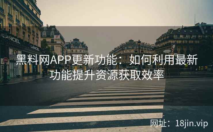 黑料网APP更新功能：如何利用最新功能提升资源获取效率
